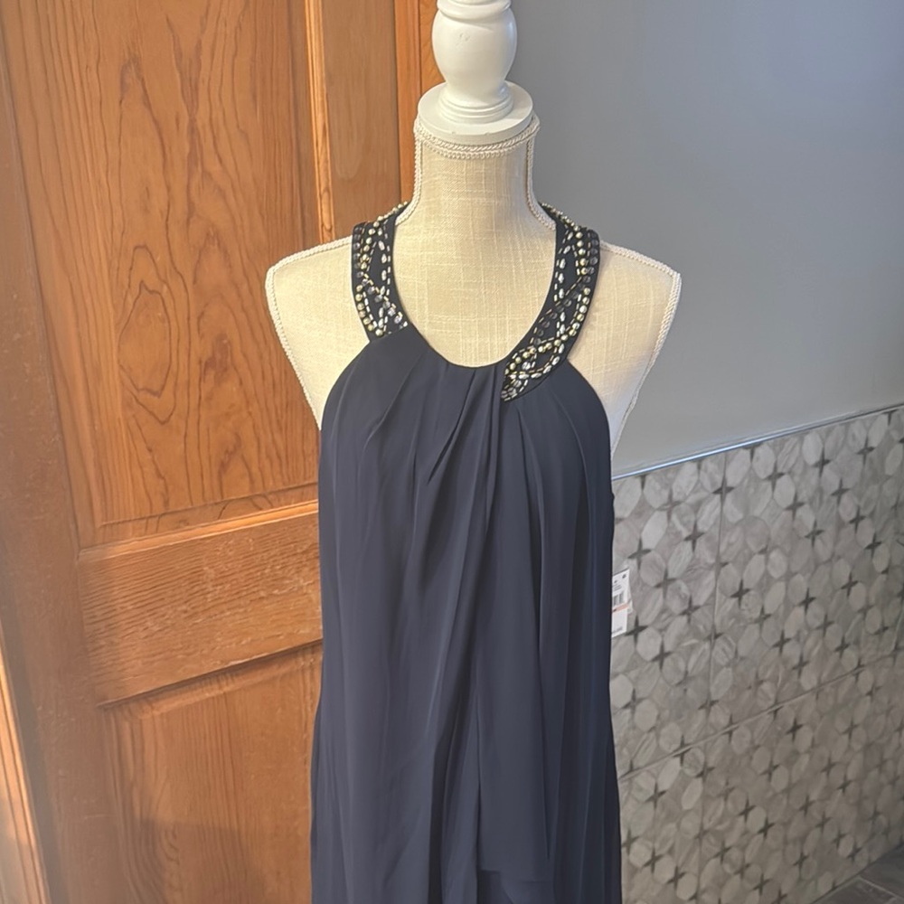 Elegant Navy Blue Embellished Dress